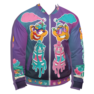 Retro Wynwood Spray Cans and Rico Suave Crew Freaky Kiss and Kawaii Universe Collab Unisex Zip Jacket