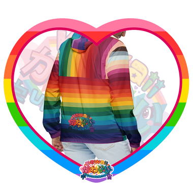 Kawaii Universe - Cute Alphabetic Spectrum Designer Mens Wind Jacket with Hood
