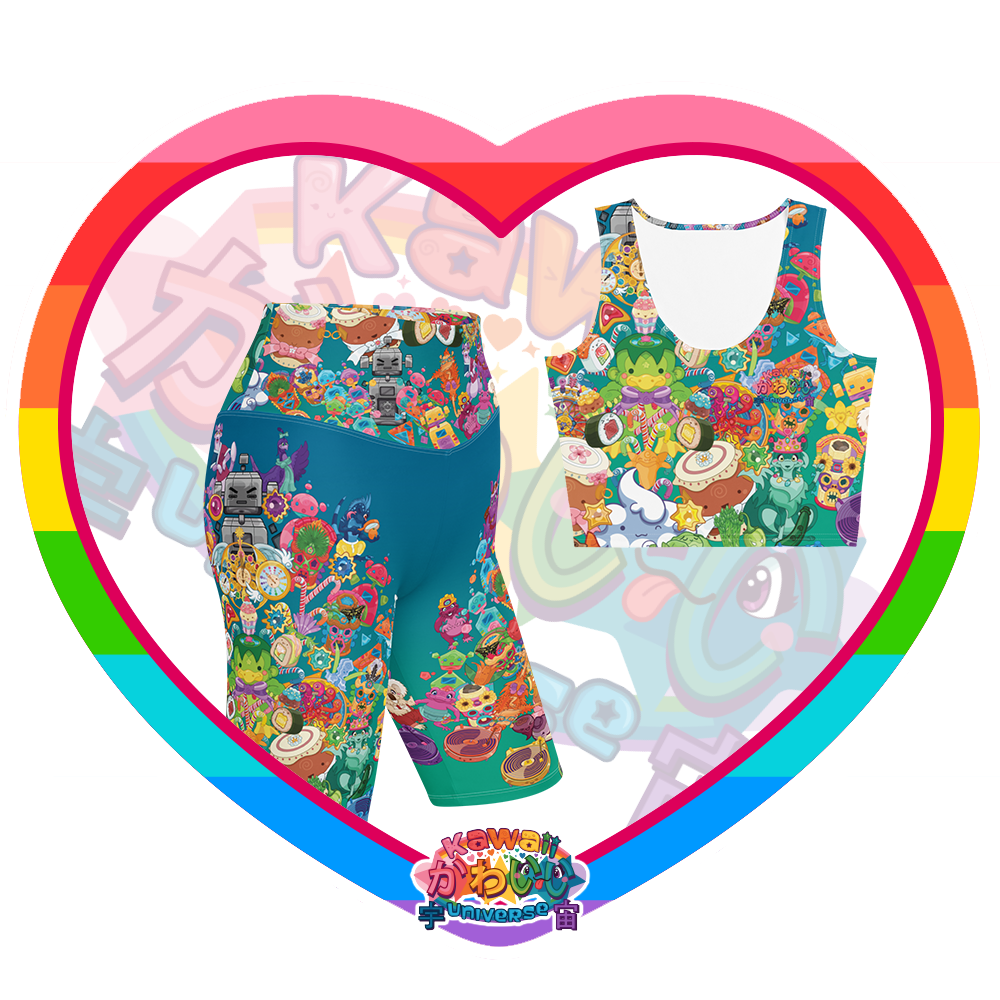 Kawaii Universe - Cute Cheery KUtemas Sports Crop & Cling Outfit