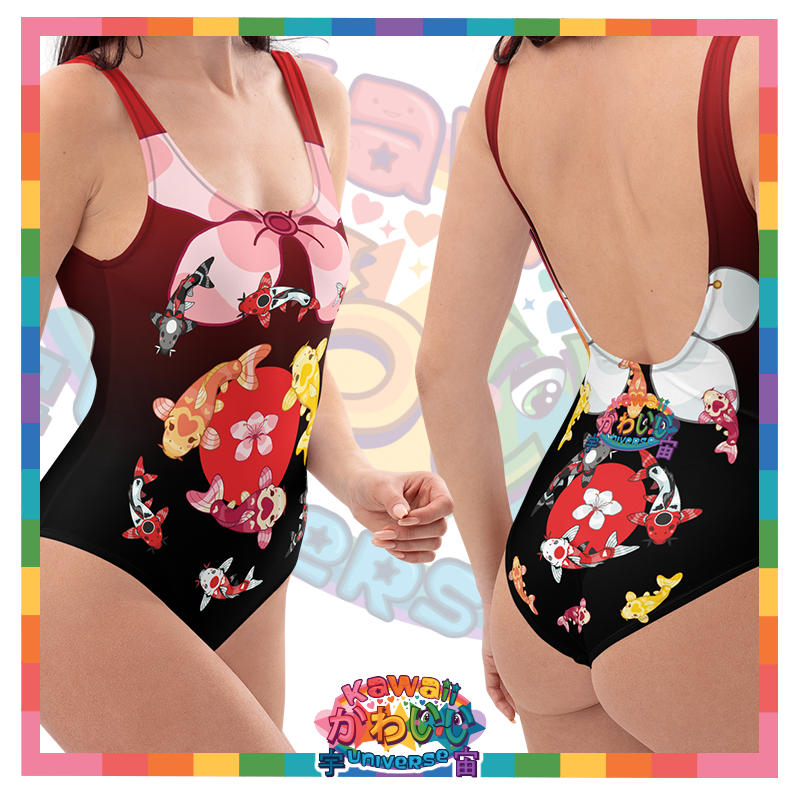 Kawaii Universe - Cute Classic Koi Noir Ladies Swimsuit Bodice