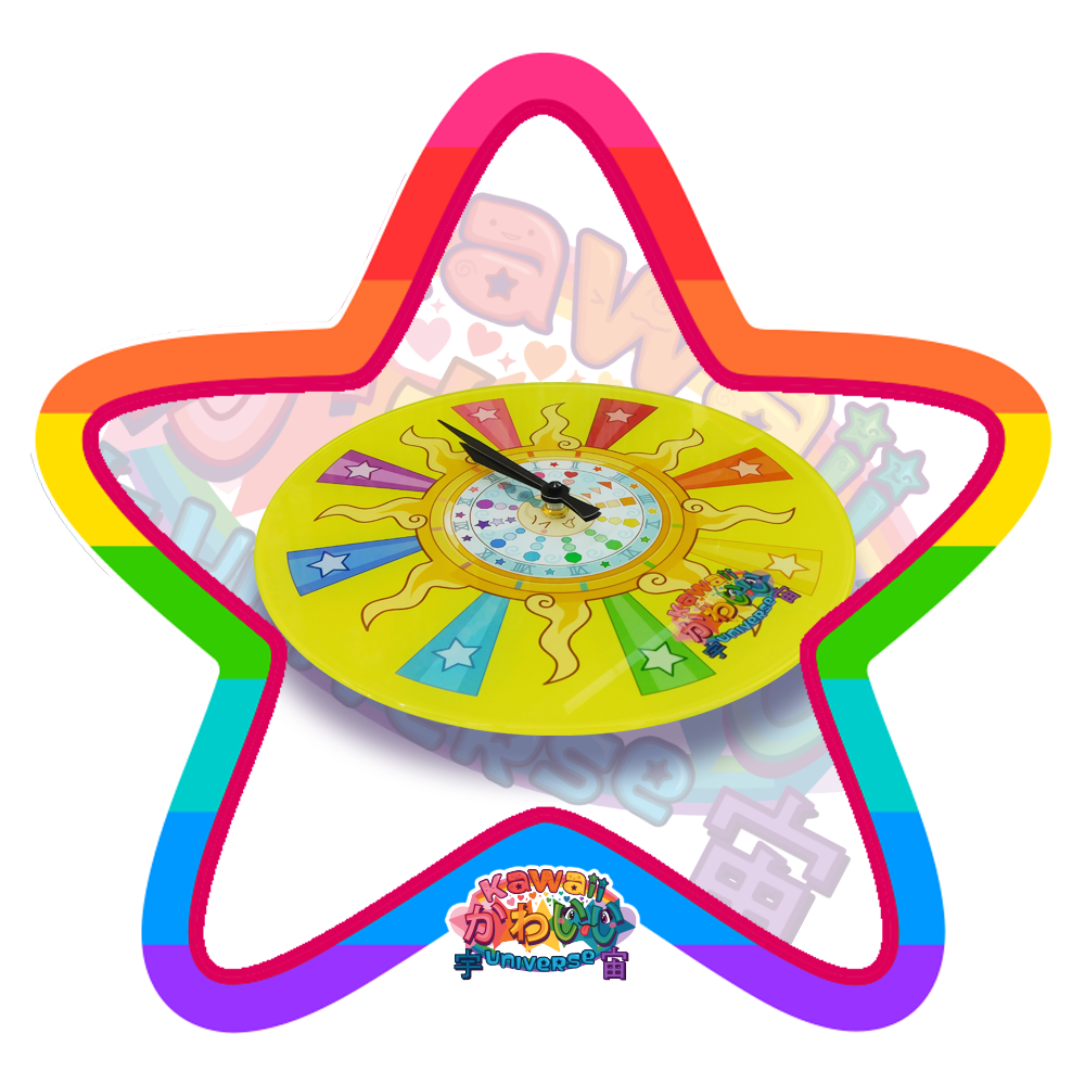 Kawaii Universe - Cute Cosmic Solar Sun Medallion Clock