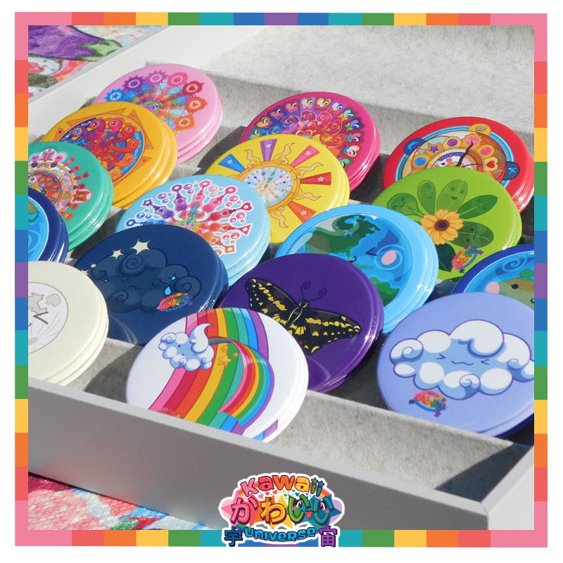 Kawaii Universe - Cute Rainbow and Cloud Designer Medallion Magnet