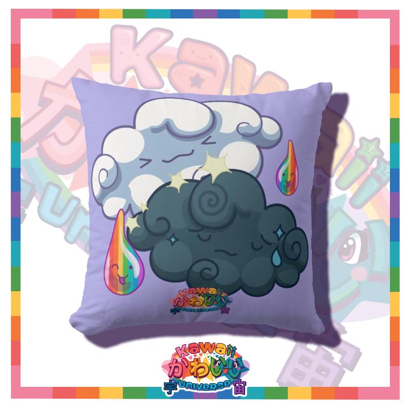 Kawaii Universe - Cute Don't Worry About The Weather Clouds Double Sided Zippered Pillow