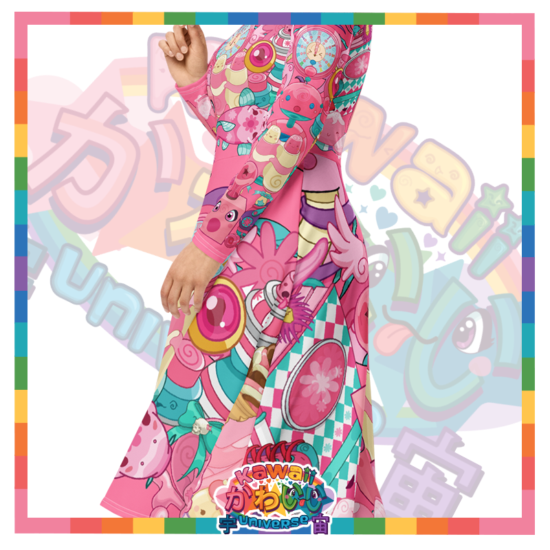 Kawaii Universe - Cute Hyper Nikomi Pink Collection Designer Flow Dress