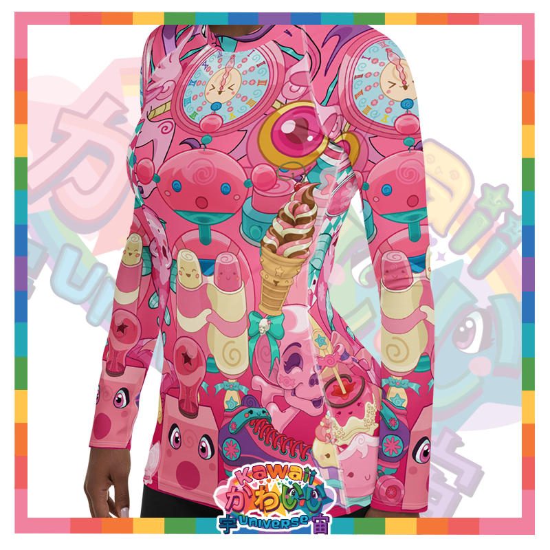 Kawaii Universe - Cute Hyper Nikomi Pink Collection Ladies Surf N' Swim Shirt