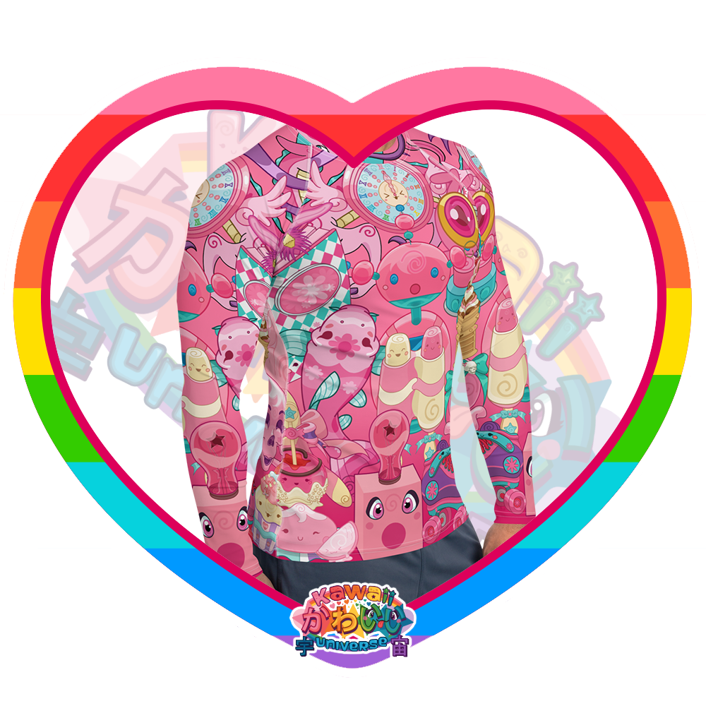 Kawaii Universe - Cute Hyper Nikomi Pink Collection Mens Surf N' Swim Shirt