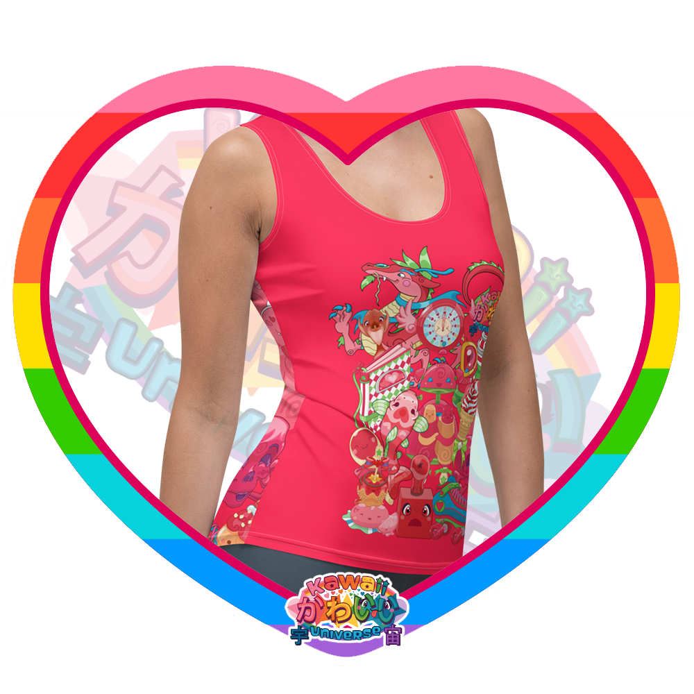 Kawaii Universe - Cute Hyper Nikomi Red Collection Ladies Tank Top