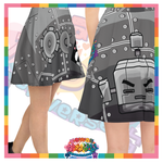 Kawaii Universe - Cute Metallized Robot Designer Flowy Skirt