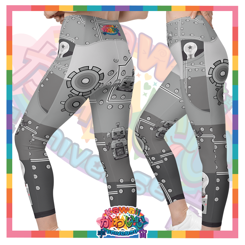 Kawaii Universe - Cute Metaliized Robot Ladies Leggings