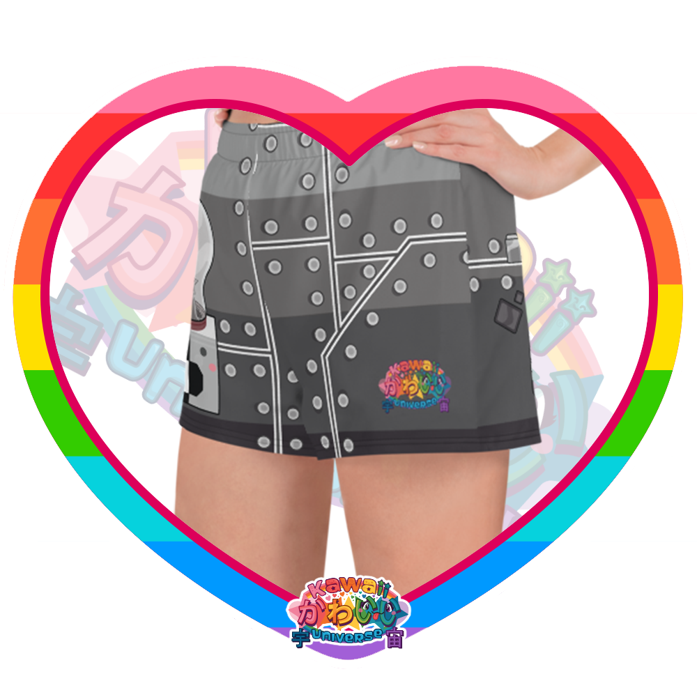 Kawaii Universe - Cute Metallized Robot Ladies Sport Shorts