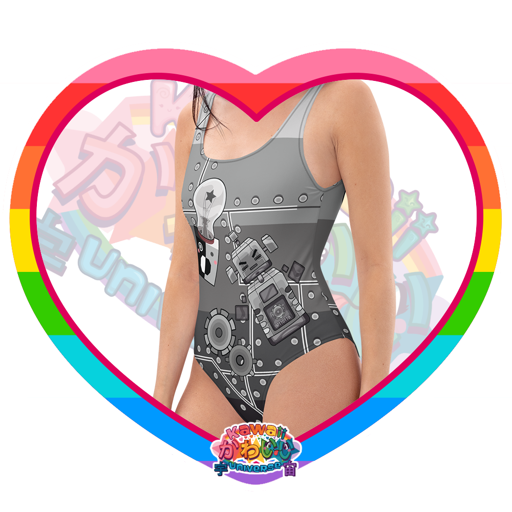 Kawaii Universe - Cute Metallized Robot Ladies Swimsuit Bodice