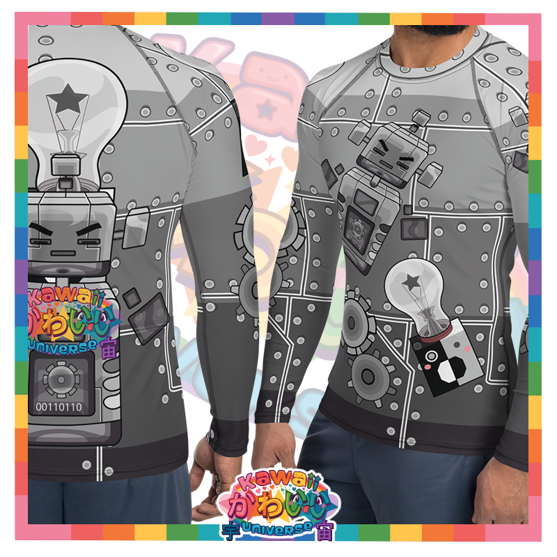 Kawaii Universe - Cute Metallized Roboto Mens Rash Guard