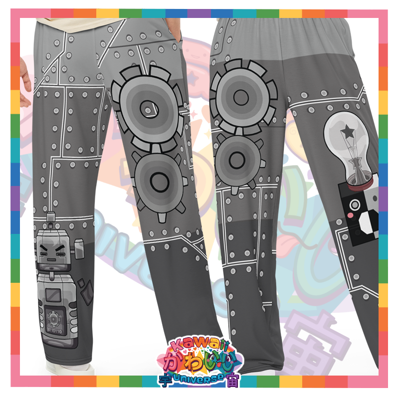 Kawaii Universe - Cute Metallized Robot Designer Unisex Soft Flow Pants