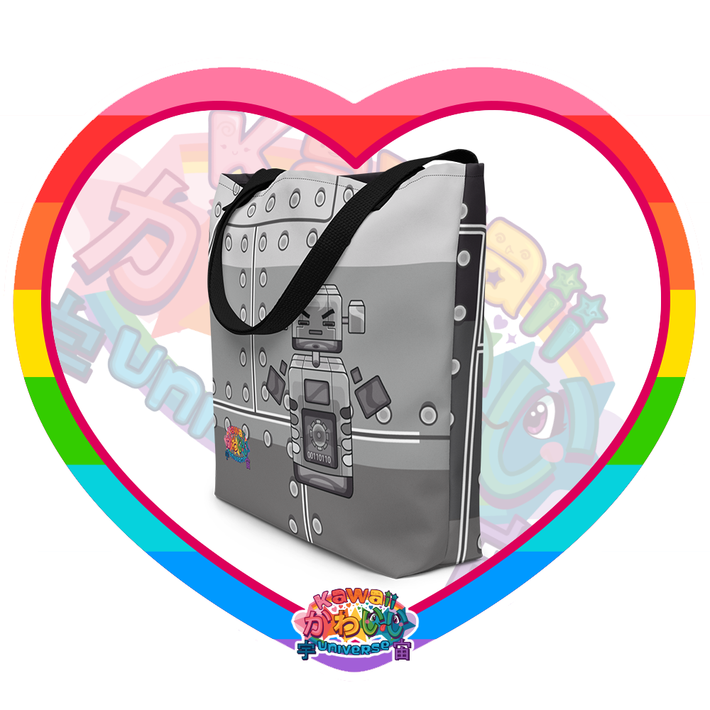 Kawaii Universe - Cute Metallized Robot Designer Tote Bag