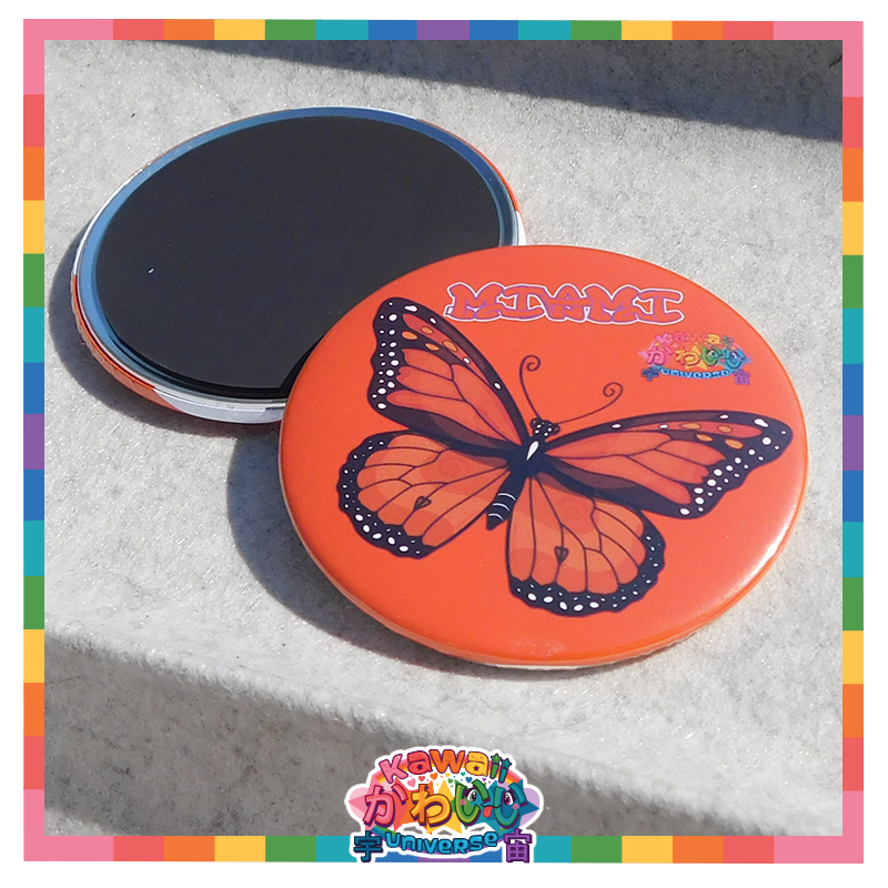 Kawaii Universe - Cute Miami Monarch Butterfly Designer Medallion Magnet