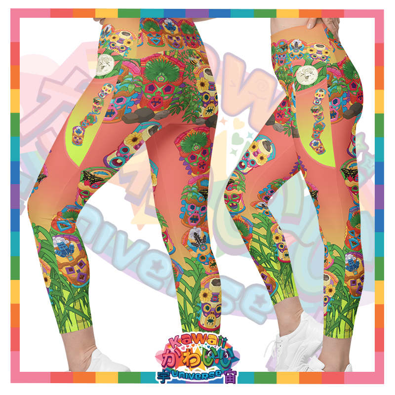 Kawaii Universe - Cute Miami Tiki Totems Ladies Leggings