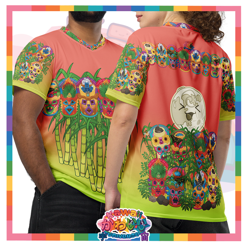 Kawaii Universe - Cute Miami Tiki Totems Designer Unisex Eco Sports Tee