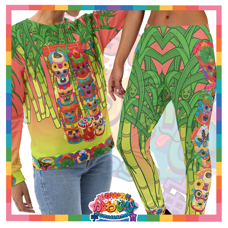 Kawaii Universe - Cute Miami Tiki Totems Ladies Sweats Set