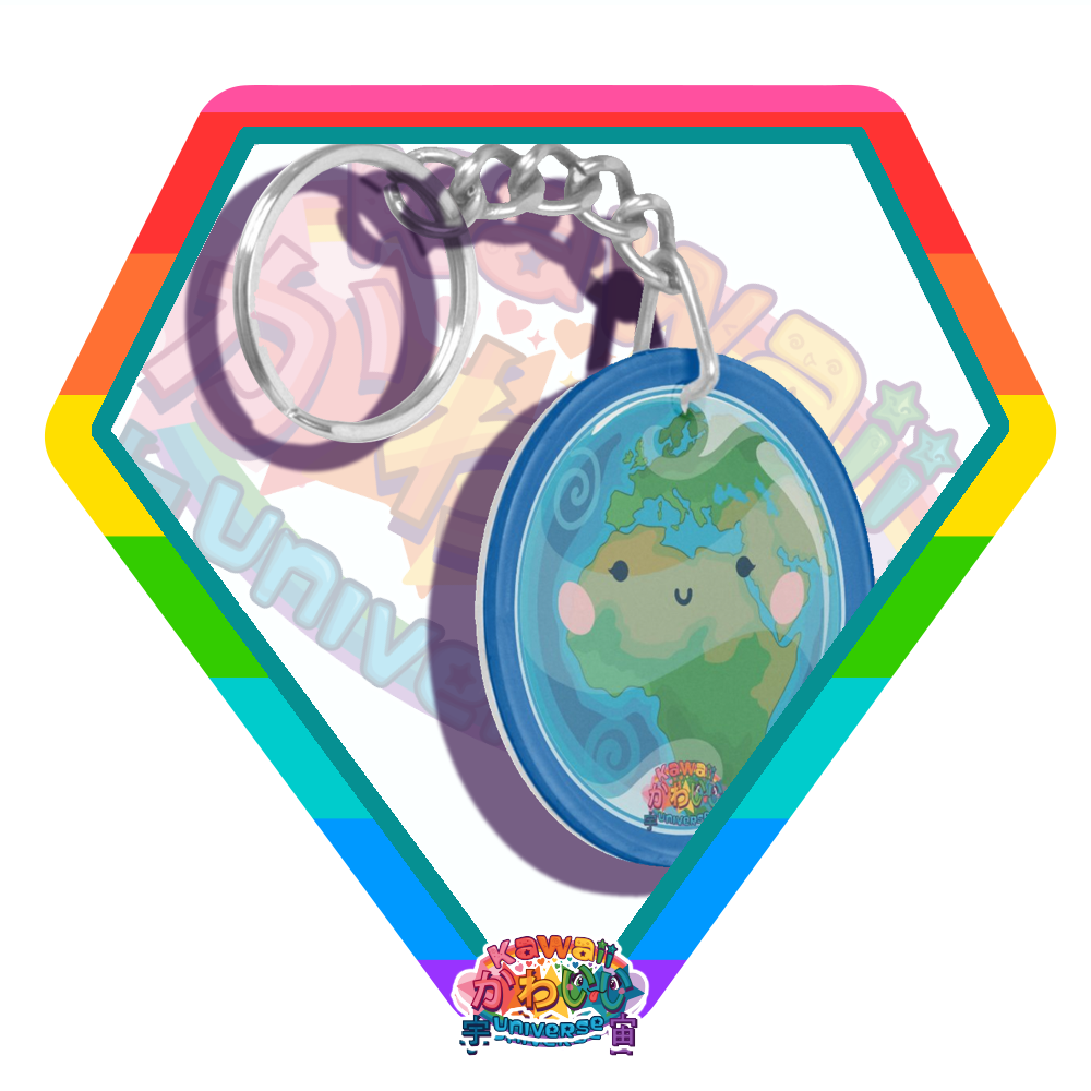 Kawaii Universe Cute Middle Hemisphere Earth Designer Keyring with Charm