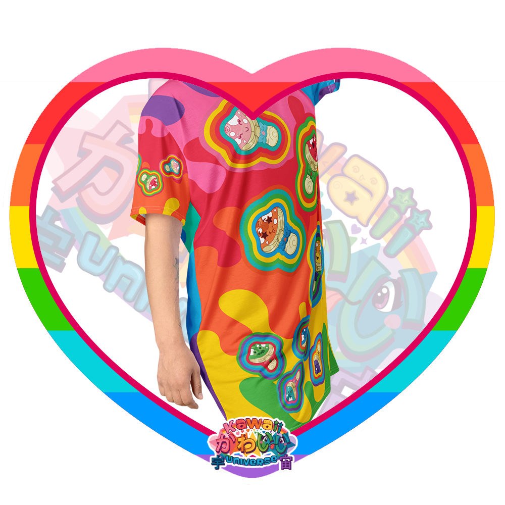 Kawaii Universe - Cute Natsu Fantasy Mushrooms Designer Comfy T-Dress
