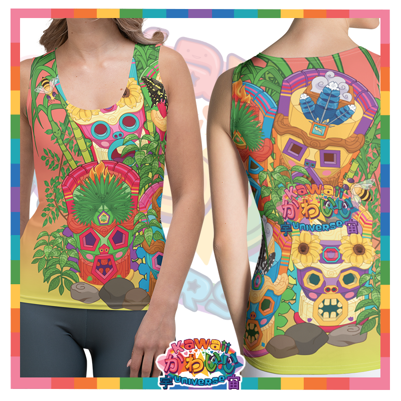 Kawaii Universe - Cute Miami Tiki Totems Ladies Tank Top