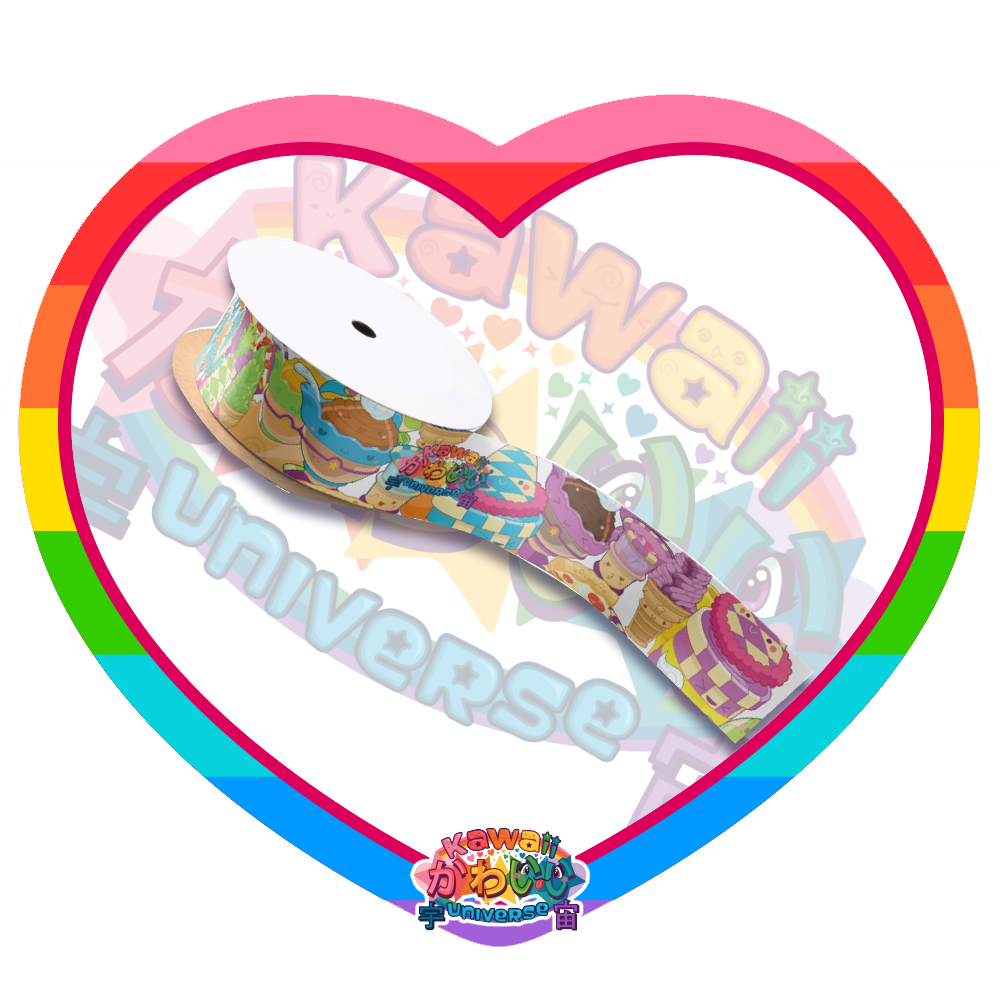 Kawaii Universe - Cute Ultimate Pizza Party Cool Designer Satin Ribbon 1.5 inch Slim