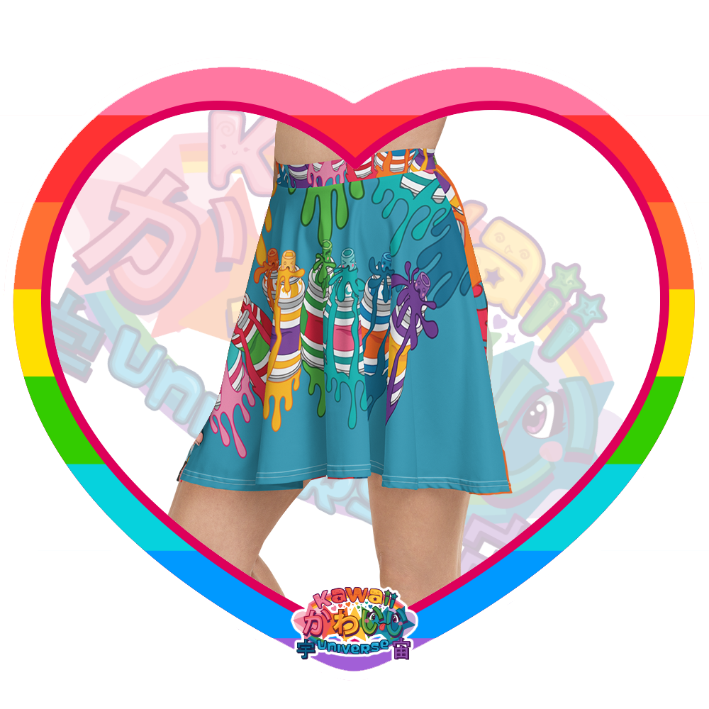 Kawaii Universe - Cute Urban Spray Cans Designer Flowy Skirt