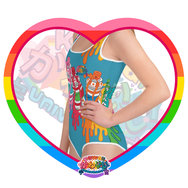 Kawaii Universe - Cute Urbans Spray Cans Toddler to Tween Swimsuit